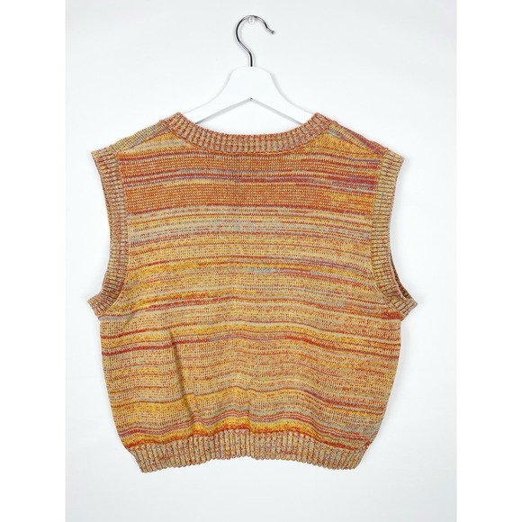 Levis Sleeveless V Neck Sweater Knit Striped 70s Womens Size XL - Picture 3 of 8